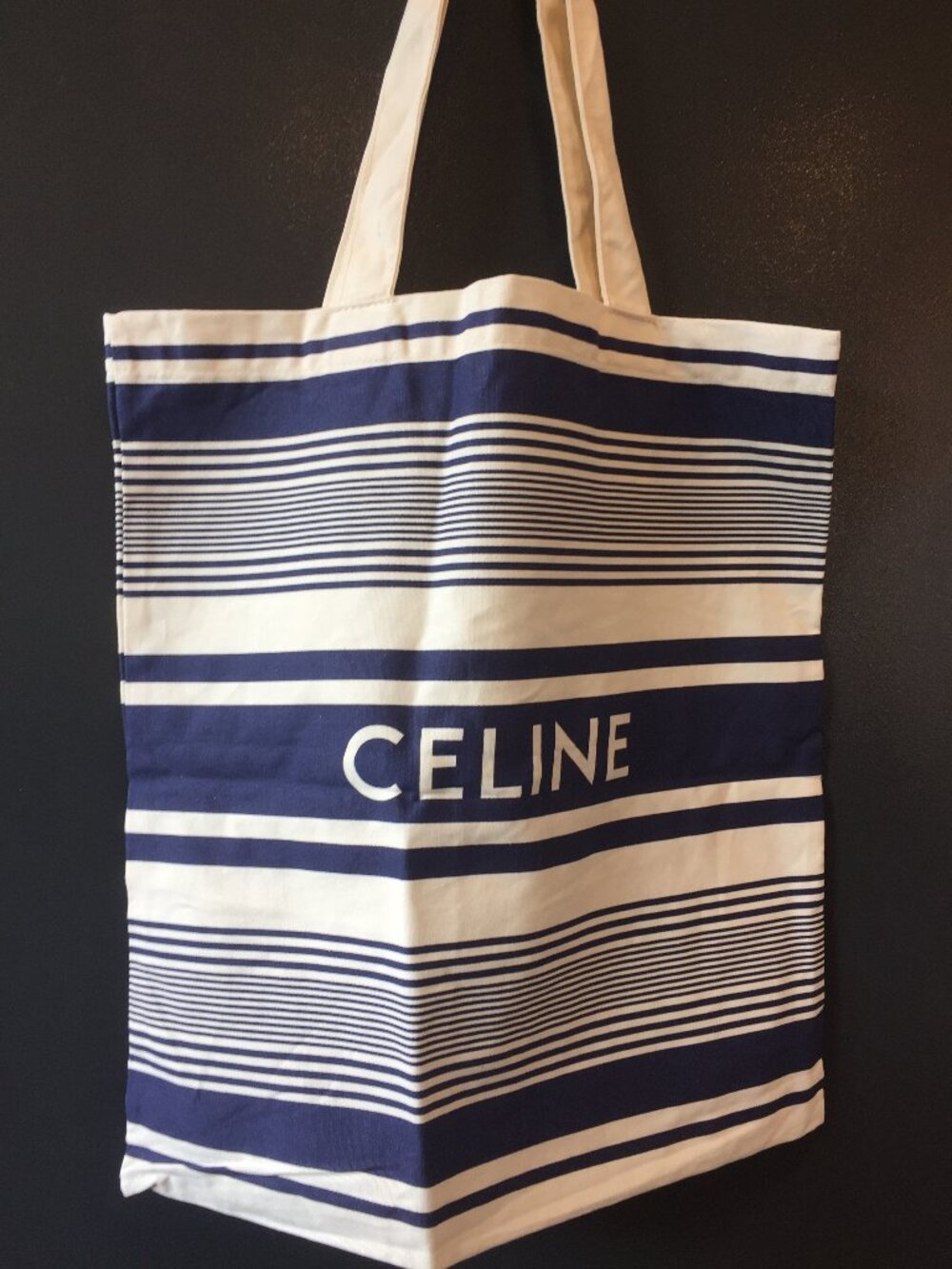 Celine VIP Gift Blue and White Striped Canvas Tote